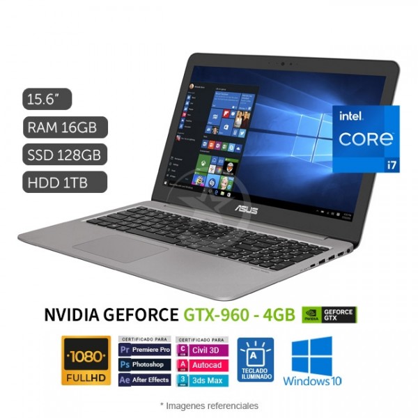 Laptop Asus Zenbook UX510UW-RB71 Deluxe Edition, Intel Core i7 6500U 2.50GHz, RAM 16GB, SSD 128GB + HDD 1TB, Video 4GB NVIDIA GTX 960M, LED 15.6" Full HD, Windows 10 Home