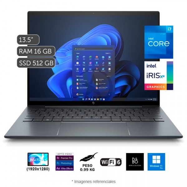 Laptop HP Elite Dragonfly G3, Intel Core i7-1255U Hasta 4.7 GHz, RAM 16GB, SSD 512GB, LED 13.5'' IPS WUXGA+, Windows 11 Pro
