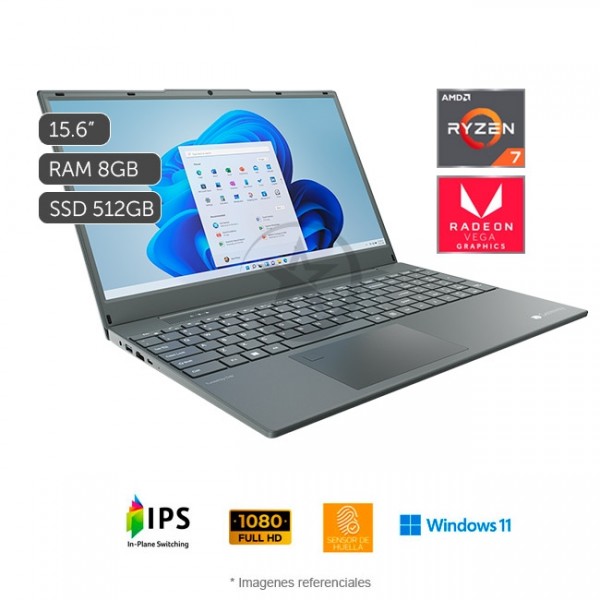 Laptop Gateway GWNR71517 Ultra Slim, AMD Ryzen 7 3700U Hasta 4.0 GHz, RAM 8GB, SSD 512GB, LED 15.6" Full HD, Windows 11 Home 