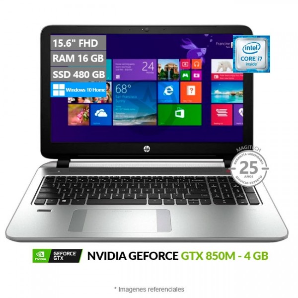 Laptop HP Envy 15T-Y4RF, Intel Core i7-4510U  2.0 GHz, RAM 16GB, SSD 480GB, Video 4GB NVIDIA GTX 850M, DVD, LED 15.6" Full HD, Windows 10 Home