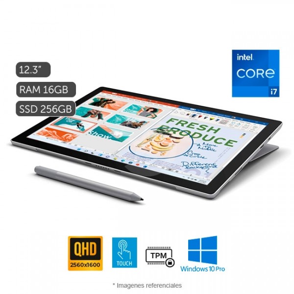Tablet Microsoft Surface Pro 7 Plus, Intel Core i7-1165G7 2.8 GHz, RAM 16GB, SSD 256GB, Cámara Web Dual, LED 12.3" PixelSense Touch, Windows 10 Pro