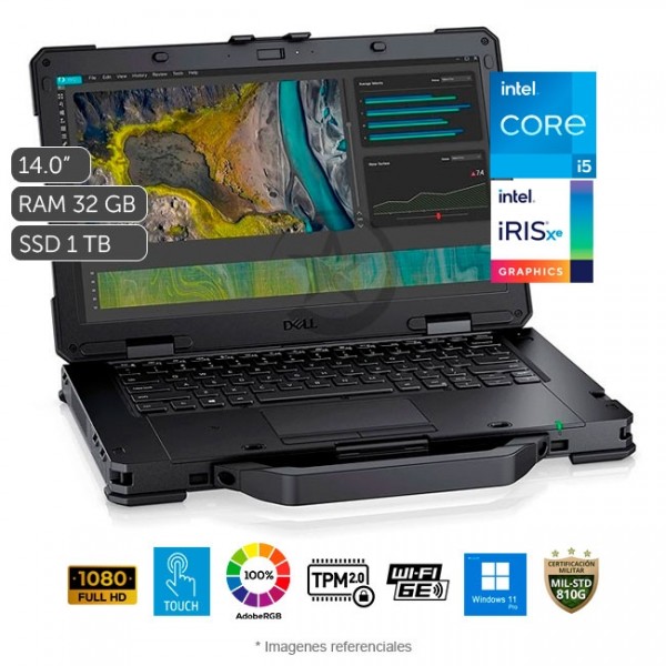 Laptop Dell Latitude 14 5430 Rugged Touch, Intel Core i5-1145G7 2.6 GHz, RAM 32GB, SSD 1TB, Intel Iris X, LED 14" FHD Touch, Windows 11 Pro