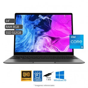 Laptop Chuwi CoreBook X 14, Intel Core i5-8259U Quad Core 3.8GHz, RAM 8GB, SSD 512GB, LED 14" IPS con resolución QHD 2K, Windows 10 Home
