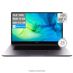 Laptop Huawei MateBook D15 (Premium), Intel Core i5-10210U Hasta 4.2 GHz, RAM 16GB, SSD 512GB, LED 15.6" FHD, Windows 11 Home 