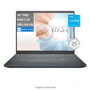 Laptop MSI Modern 14 B10MW Ultrabook, Intel Core i3-10110U 2.1GHz, RAM 8GB, SSD 256GB, LED 14" Full HD, Windows 11 Home - Peso 1.3 Kg