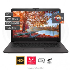 Laptop HP 245 G7, AMD Ryzen 5 3500U 2.1GHz, RAM 16GB, SSD 512GB + HDD 1TB, LED 14 " HD