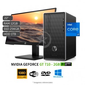 Combo-PC HP Pavilion 590-P0007, Intel Core i7-9700 3.0GHz, RAM 12GB, SSD 256GB +  HDD 1TB, Video 2GB Nvidia GT 710, Wi-Fi, BT, DVD-RW, Win 10 Home + Monitor HP 22'' Full HD 