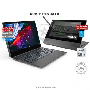 Laptop Lenovo ThinkBook Plus IML Doble Pantalla, Core i5-10210U 1.6GHz, RAM 8GB, SSD 256GB, LED 13.3" Full HD + 2da Pantalla 10.8" E Ink Full HD Touch, Windows 10 Pro