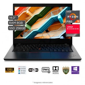 Laptop Lenovo ThinkPad L14 Gen 1, AMD Ryzen 5 PRO 4650U 2.1 GHz, RAM 8GB, SSD 256GB, LED 14" Full HD, Windows 10 Pro