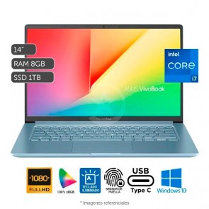 Laptop Asus VivoBook S14 S403JA Ultrabook, Intel Core i7-1065G7 Hasta 3.9 GHz, RAM 8GB, SSD 1TB, LED 14" Full HD, Windows 10 Home