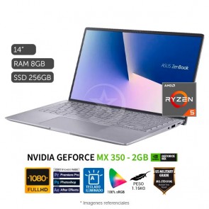 Laptop Asus ZenBook 14-Q407IQ Ultrabook, AMD Ryzen 5 4500U 2.30GHz, RAM 8GB, SSD 256GB, Video 2GB Nvidia MX350, LED 14" Full HD 100% sRGB, Windows 11 Home